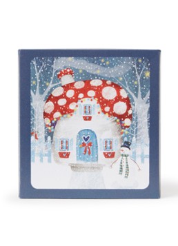Art Group Paddenstoelhuisje kerstkaart - 1 design - set van 8 inclusief enveloppen Blauw - Deal