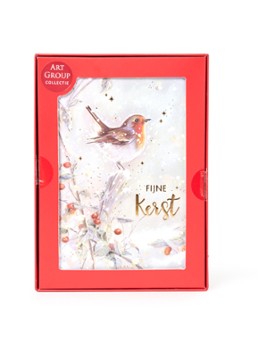 Art Group Vogel - 1 design - luxe kerstkaart met envelop - set van 8 Bruin - Deal