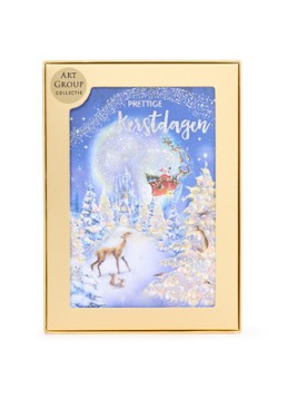 Art Group Magisch kersttafereel - 1 design - luxe kerstkaart met envelop - set van 8 Donkerblauw - Deal