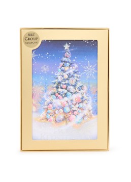 Art Group Versierde kerstboom - 1 design - luxe kerstkaart met envelop - set van 8 Donkerblauw - Deal