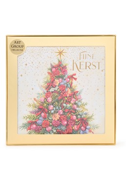 Art Group Versierde kerstboom - 1 design - luxe kerstkaart met envelop - set van 8 Rood - Deal