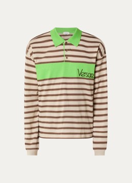 Versace Heren Intarsia regular fit polo met logoborduring in de kleur Zand, maat: S