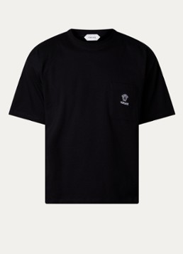 Versace Heren T-shirt met logoborduring in de kleur Zwart, maat: L