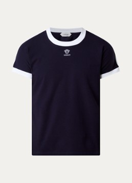 Versace Heren Medusa T-shirt met logoborduring in de kleur Donkerblauw, maat: XL