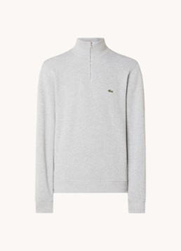Lacoste Heren Fijngebreide pullover met halve rits in de kleur Grijsmele, maat: S