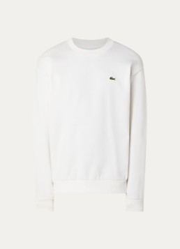 Lacoste Heren Sweater met logo en ronde hals in de kleur Wit, maat: XL
