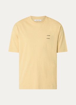 SAMSØE SAMSØE Heren Joel T-shirt met logo in de kleur Mosterd, maat: S