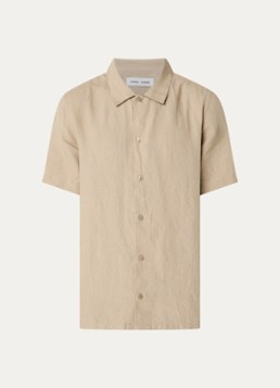 SAMSØE SAMSØE Heren Saavan overhemd van linnen in de kleur Khaki, maat: XXL