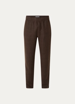 SAMSØE SAMSØE Heren Sajabari straight fit broek van linnen in de kleur Donkerbruin, maat: L