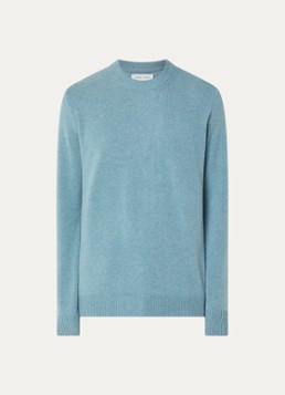SAMSØE SAMSØE Heren Isak fijngebreide pullover van merino wol in de kleur Staalblauw, maat: M