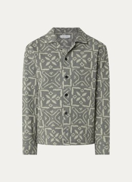 SAMSØE SAMSØE Heren Castor overshirt met print in de kleur Olijfgroen, maat: XL