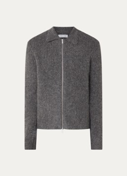SAMSØE SAMSØE Heren Job grofgebreid vest in alpaca wolblend in de kleur Donkergrijs, maat: XL