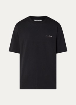 SAMSØE SAMSØE Heren Sauni T-shirt met logo- en backprint in de kleur Zwart, maat: S