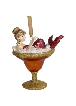 Kersten Zeemeermin Cocktail kersthanger 11,4 cm Goud - Deal