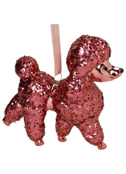 Kersten Poedel kersthanger 9,5 cm Roze