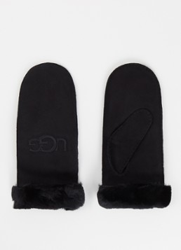 UGG Dames Wanten van suède met schapenvacht in de kleur Zwart, maat: S/M