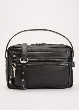 Acne Studios Dames Camero schoudertas van kalfsleer in de kleur Zwart, maat: One Size