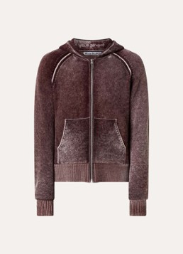 Acne Studios Heren Fijngebreid vest in kasjmierblend met verwassen afwerking en capuchon in de kleur Kastanjebruin, maat: L