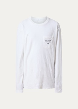 Acne Studios Heren Longsleeve met borstzak en logo in de kleur Wit, maat: XXL
