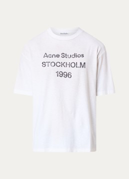 Acne Studios Heren T-shirt met logoprint in de kleur Gebroken wit, maat: M/L