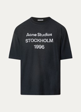 Acne Studios Dames T-shirt met logoprint in de kleur Donkergroen, maat: M/L