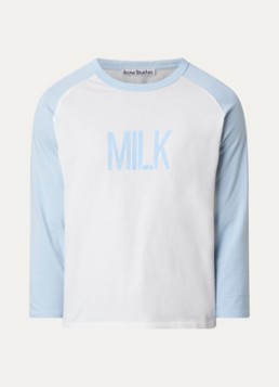 Acne Studios Heren Longsleeve met print in de kleur Lichtblauw, maat: XL/L