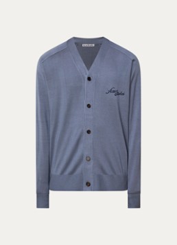 Acne Studios Heren Fijngebreid vest van zijde met logoborduring in de kleur Blauwgrijs, maat: L