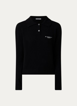 Givenchy Dames Fijngebreide polo in kasjmierblend in de kleur Zwart, maat: S