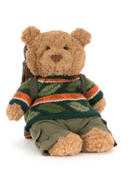Jellycat Bartholomew Bear Hiking Outfit knuffel 22 cm in de kleur Beige, maat: 26x12x8