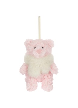 Jellycat Leola Bear Winter Warmer kersthanger 10 cm in de kleur Roze, maat: 10x6x4