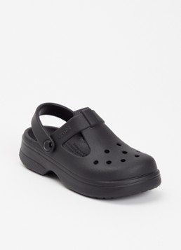 Crocs Jongens Classic Mary Jane instapper met logo in de kleur Zwart, maat: 32/33