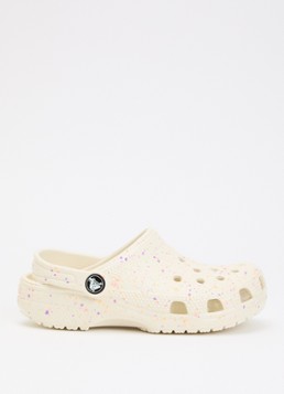 Crocs Meisjes Classic Glow Paint Splatter Clog instapper met logo in de kleur Ivoor, maat: 33/34