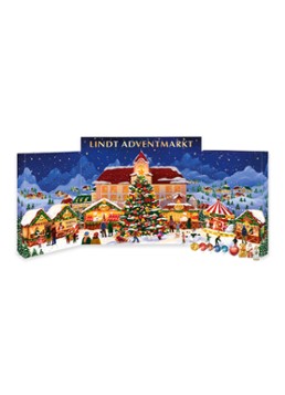 Lindt Kerstmarkt adventskalender met chocolade - 24 dagen Blauw - Deal