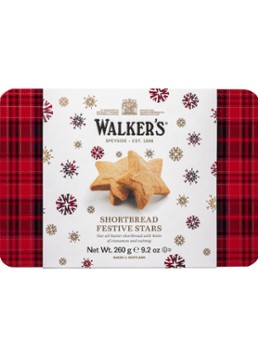 Walkers Festive Stars roomboterzandkoekjes in blik 260 gram - Deal