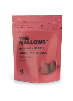 The Mallows Hartjes witte chocolade & framboos marshmallows 90 gram - Deal