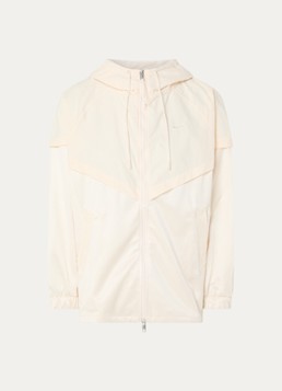Nike Dames Windjack van satijn met capuchon en steekzakken in de kleur Beige, maat: XS