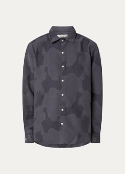 Forét Heren Dawn regular fit overhemd met jacquard dessin in de kleur Donkergrijs, maat: L
