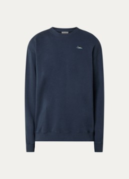 Forét Heren Duck sweater met borduring in de kleur Donkerblauw, maat: S
