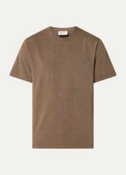 Forét Heren Oak T-shirt met logoborduring in de kleur Khaki, maat: M