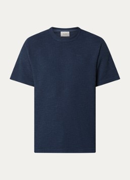 Forét Heren Willow T-shirt met structuur en logoborduring in de kleur Donkerblauw, maat: M
