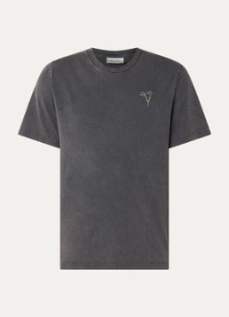Forét Heren Bouquet T-shirt met logoborduring in de kleur Antraciet, maat: L