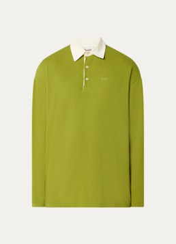 Forét Heren Match polo met structuur en logoborduring in de kleur Mosgroen, maat: S