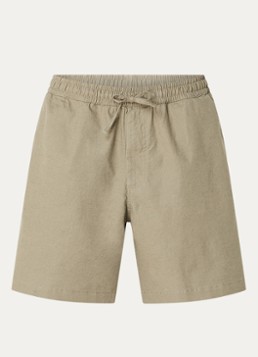 Forét Heren Shift loose fit korte broek in linnenblend met trekkoord in de kleur Olijfgroen, maat: M