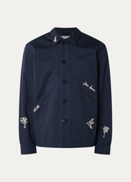 Forét Heren Berry regular fit overshirt met borduring in de kleur Donkerblauw, maat: M