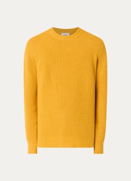 Forét Heren Delta ribgebreide trui van wol in de kleur Oranje, maat: L
