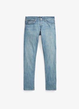 Ralph Lauren Heren Slim leg jeans met lichte wassing in de kleur Robinson / Lichtblauw