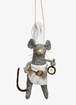 Sass & Belle Chef Muis kersthanger 16 cm Grijs - Deal