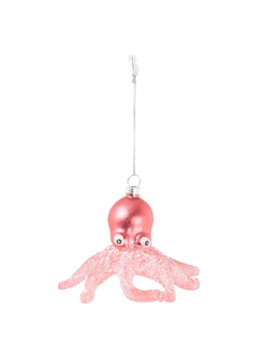 Sass & Belle Pink Glitter Octopus Shaped Bauble 12,5 cm Roze - Deal