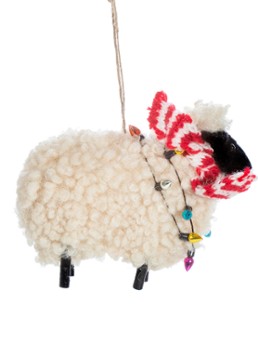 Sass & Belle Schaap met Sjaal kersthanger 12 cm Gebroken wit - Deal