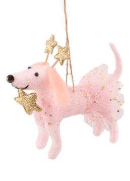 Sass & Belle Feeën Teckel kersthanger 13 cm Roze - Deal